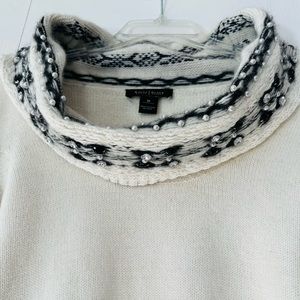 White House Black Market Black and White Crystal Embellished Sweater